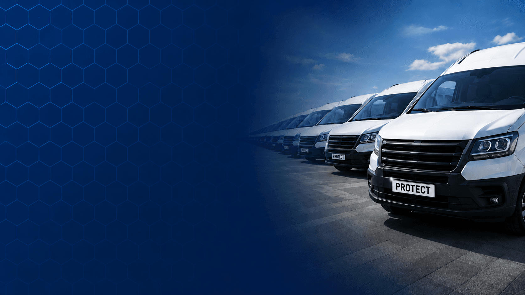Fleet of vans protected by Protect-A-Plate